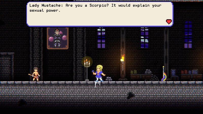 Boyfriend's Rescue — Fantasy platform game dialogue inside a stone corridor — Boyfriends Rescue game screenshot.